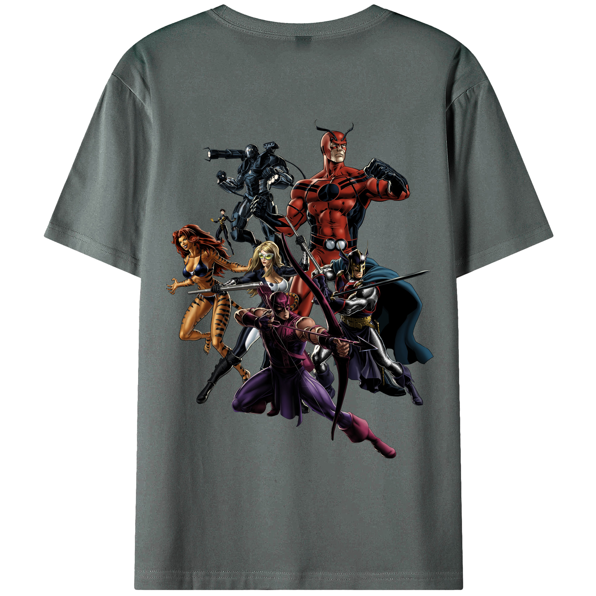 （画像用） アベンジャーズ The Avengers 綿100％ メンズ半袖Tシャツ（バックプリント） 通気性